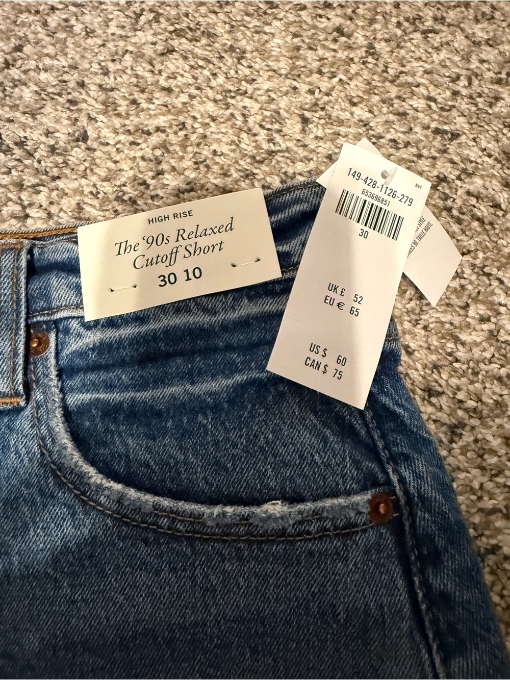 High-Rise Blue Denim Shorts - Picture 4 of 4